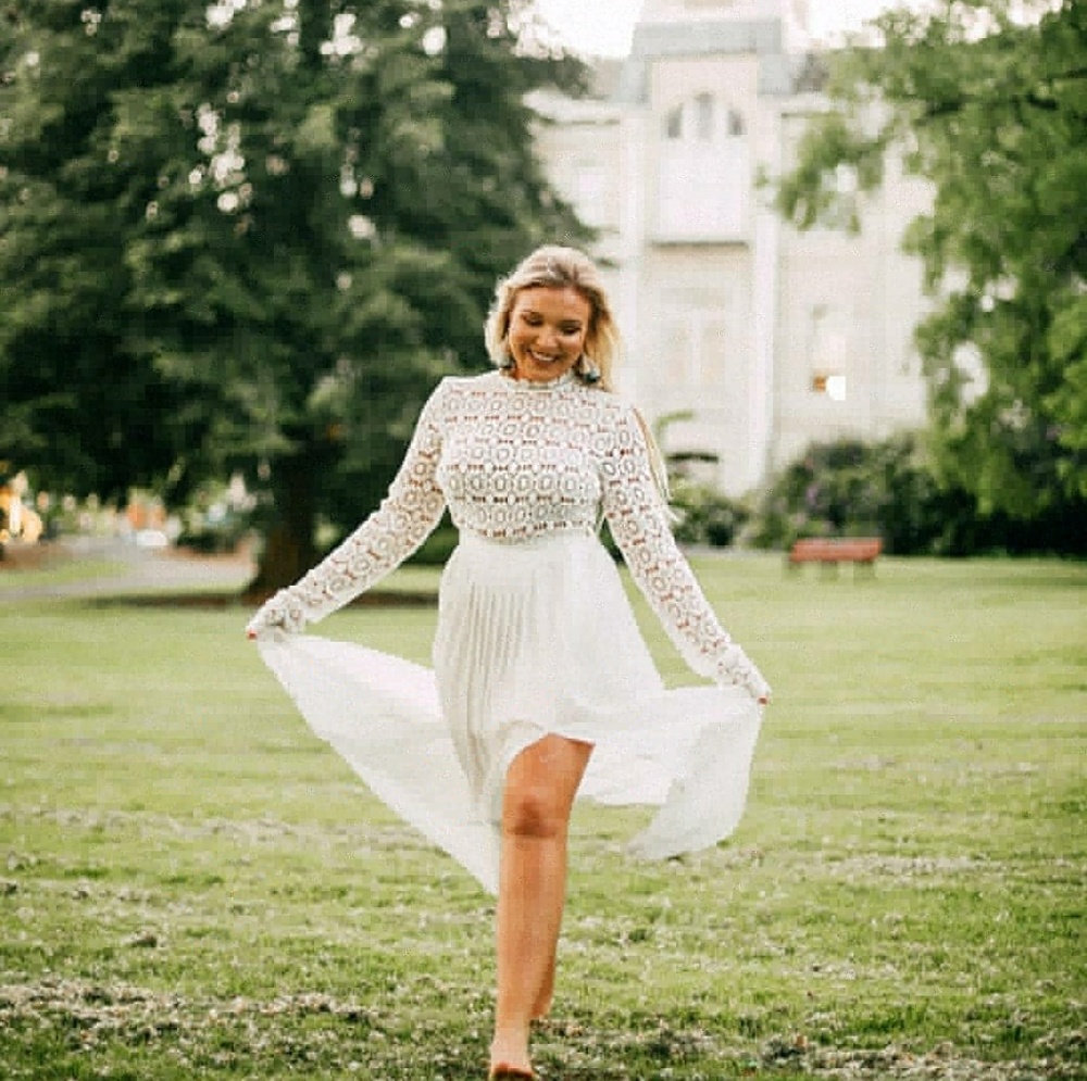 White crochet dress with slit